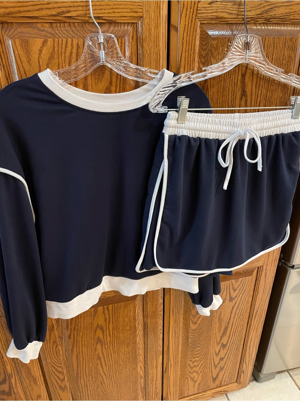 Cozy Navy and White Contrast Trim Lounge Set